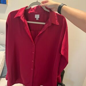 A New Day Magenta satin button up